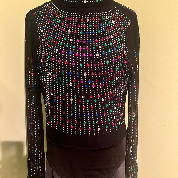 Beaded sequins body suit xlarge see through zip back - Picture 2 of 9